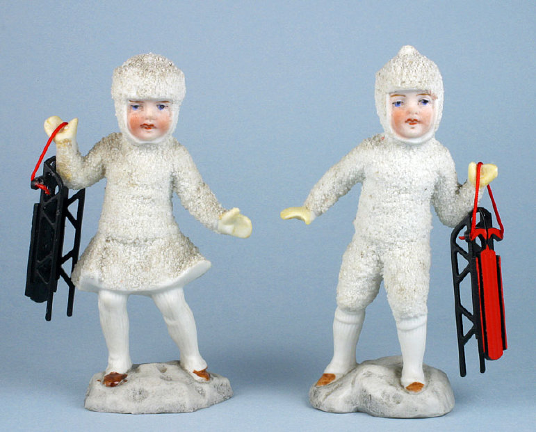 Antique German Snow Babies on mounds